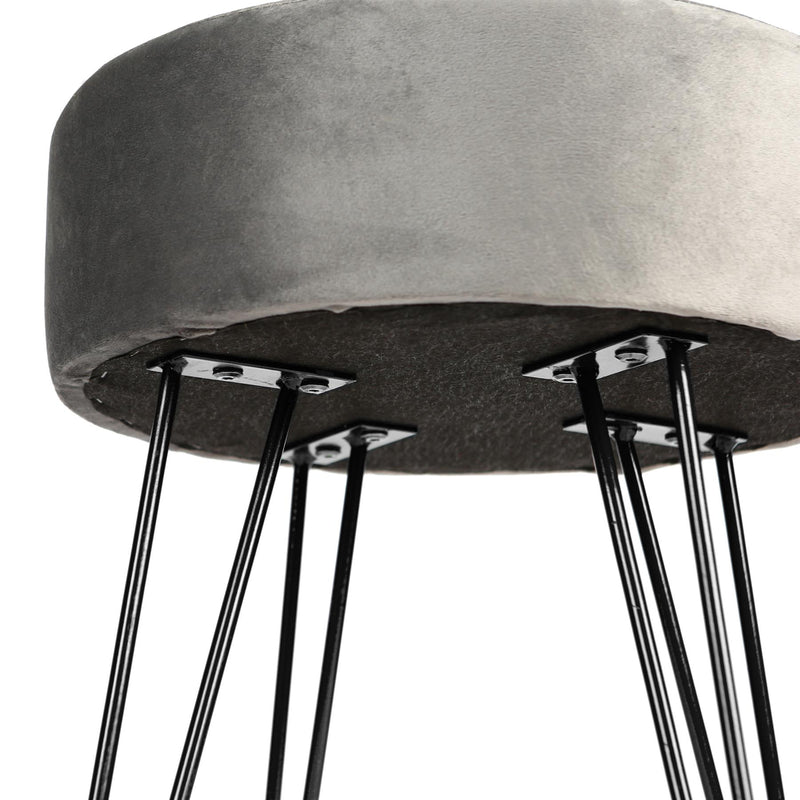 Grey Round Velvet Footstool - By Harbour Housewares