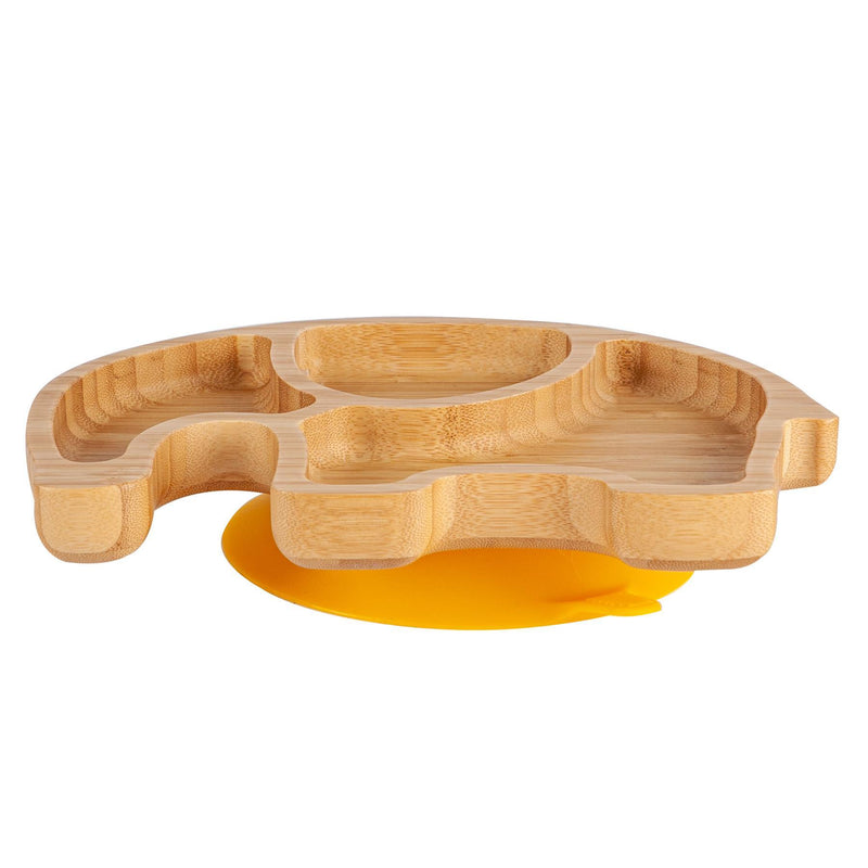 Tiny Dining Children's Bamboo Elephant Plate, Bowl and Spoon with Suction Cups - Yellow