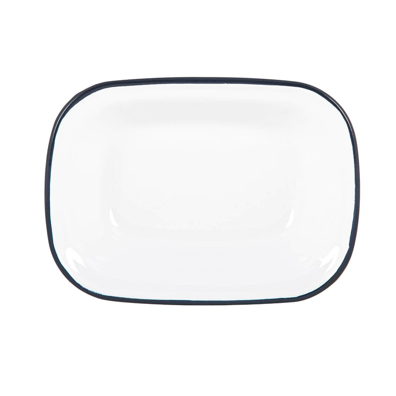Argon Tableware White Enamel Pie Dish - 20cm - Navy