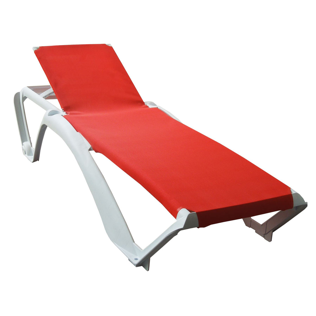 Resol Marina Sun Loungers X 2 - White Frame &amp; Red Canvas