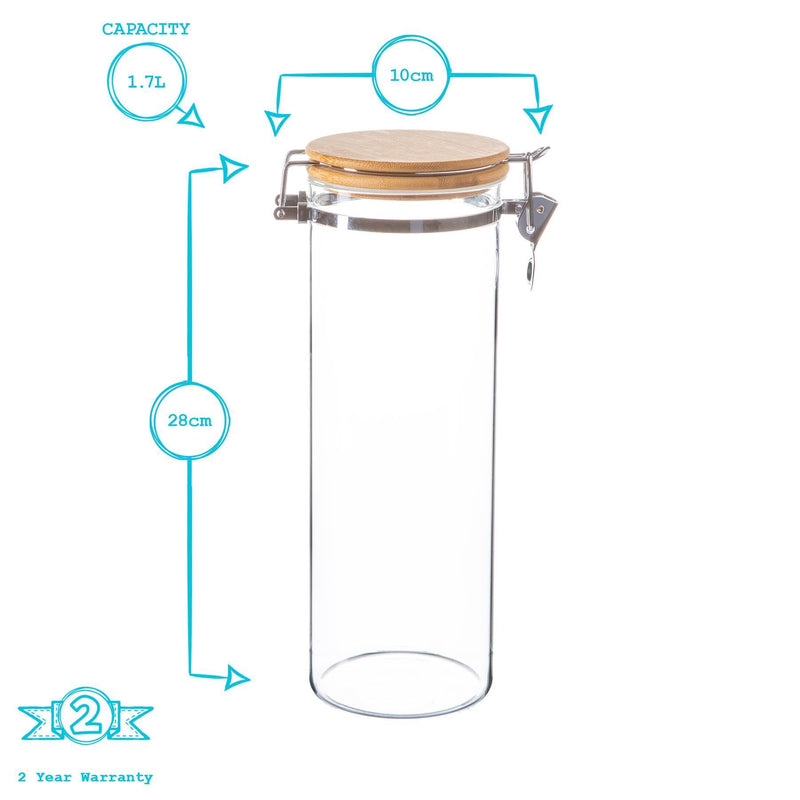 Argon Tableware Glass Storage Jar with Wooden Clip Lid - 1.75 Litre