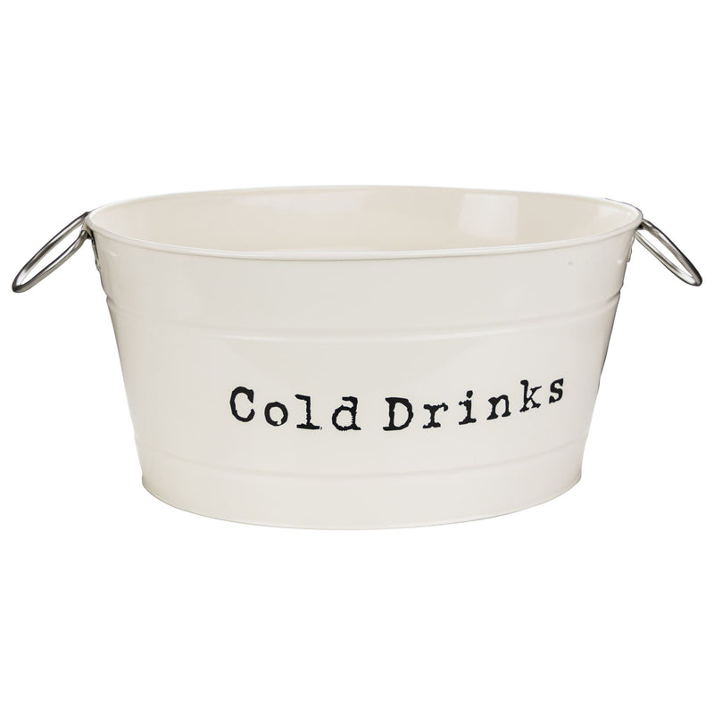 Harbour Housewares Vintage Style Metal Party Ice / Drinks Bucket - Cream 64cm