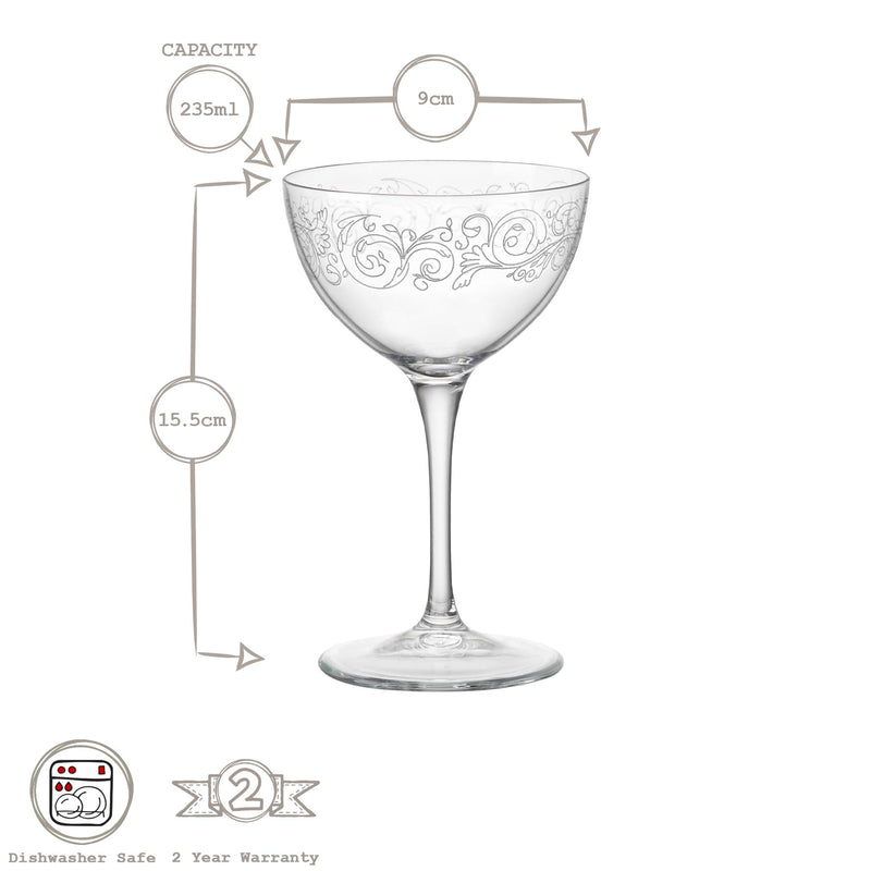 Liberty 235ml Bartender Novecento Martini Glass - By Bormioli Rocco