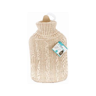 Cream 1.8L Hot Water Bottle &amp; Cable Knit Cover - By Ashley