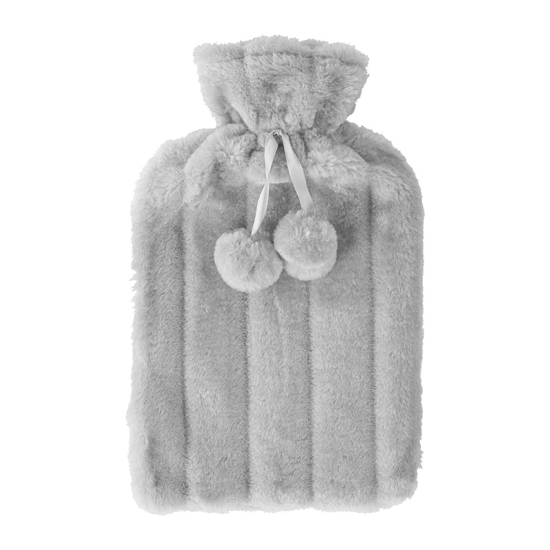 Nicola Spring Hot Water Bottle Cover - Faux-Fur - Grey