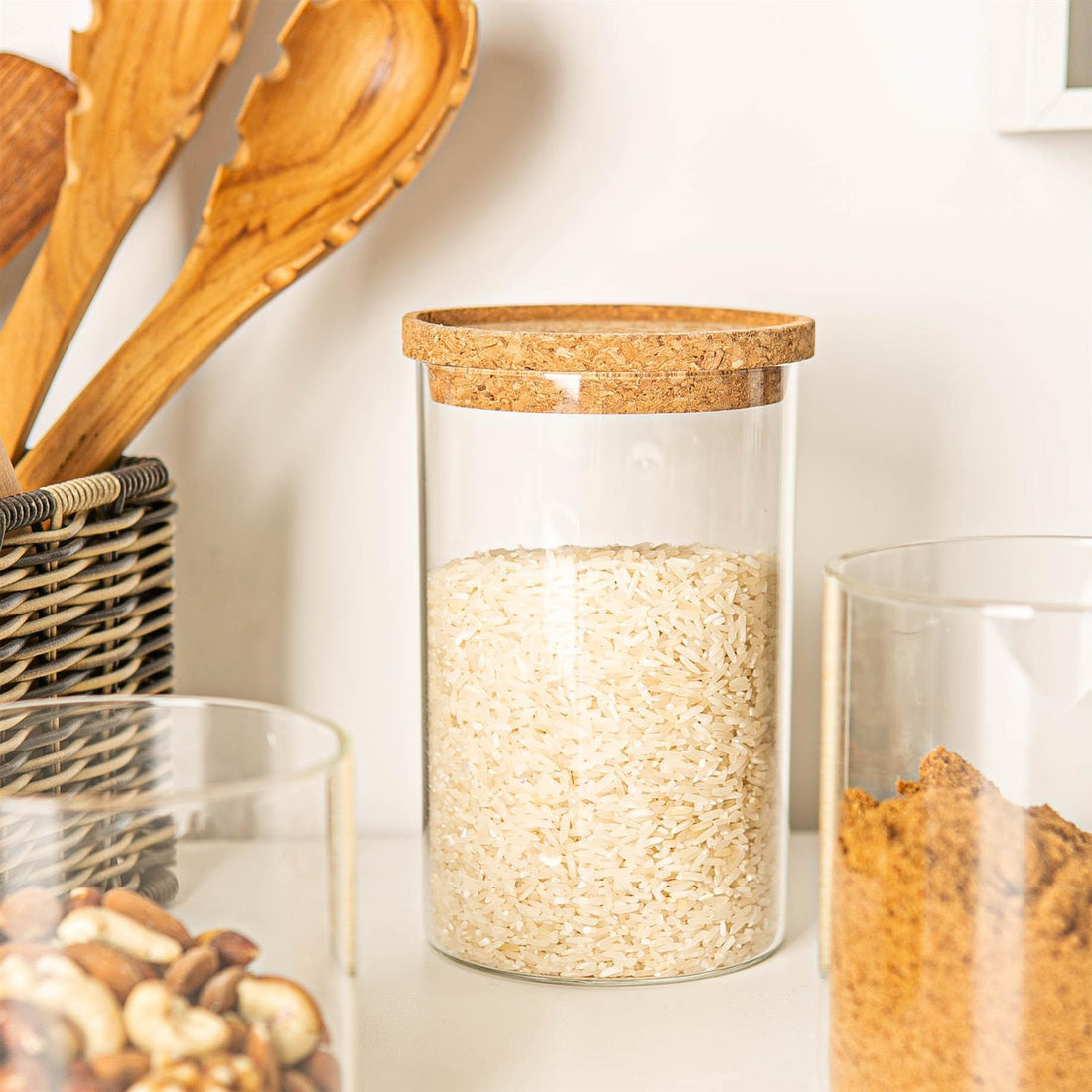 Glass Storage Jar with Cork Lid - 1 Litre