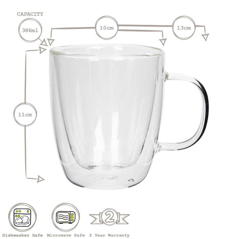 386ml Double-Walled Glass Coffee Cup - By Rink Drink