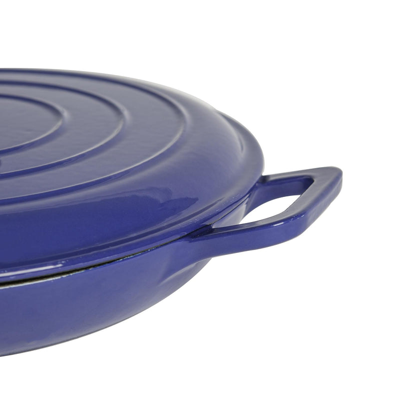 Argon Tableware Cast Iron Shallow Casserole Dish - 2.3L - Midnight Blue