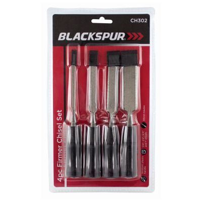 4pc Black Carbon Steel Firmer Chisel Set - By Blackspur