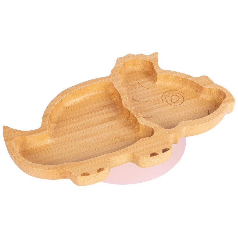 Pastel Pink Dinosaur Bamboo Suction Plate - By Tiny Dining