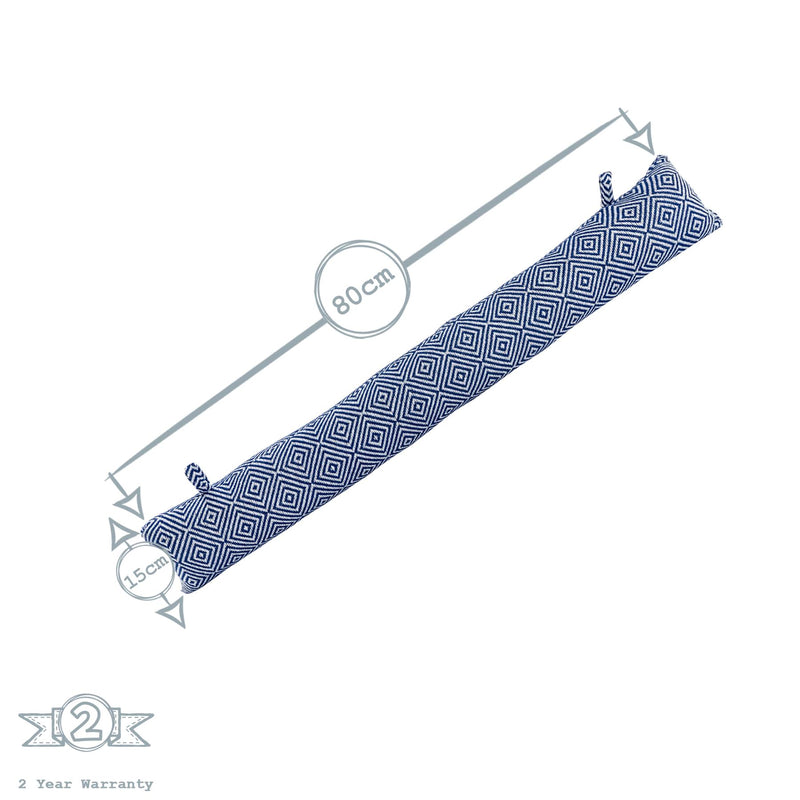 Nicola Spring Decorative Draught Excluder Blue 80cm Dimensions
