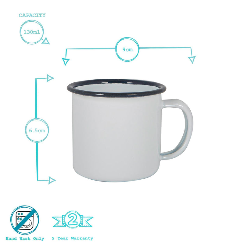 Argon Tableware White Enamel Espresso Cup - 130ml - Navy
