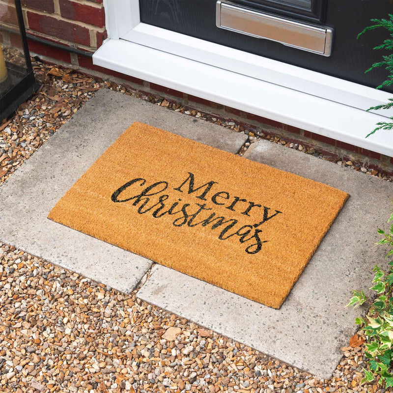 Nicola Spring Christmas Door Mat - 60 x 40cm - Merry Christmas Exterior Doorstep