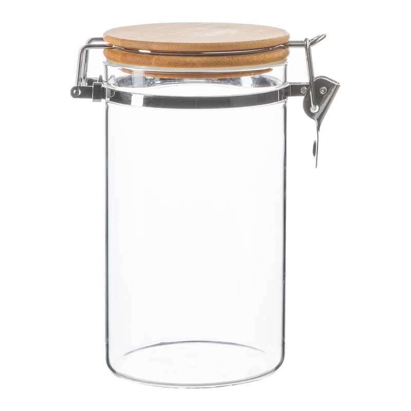 Argon Tableware Glass Storage Jar with Wooden Clip Lid - 1 Litre