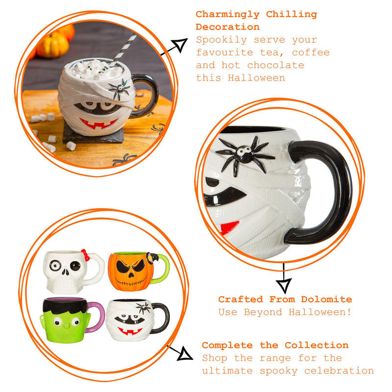 750ml Halloween Mummy Spider Stoneware Mug - By Fax Potato