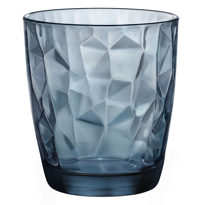 Bormioli Rocco 6 Diamond Glass Whiskey Glasses - Blue - 390ml