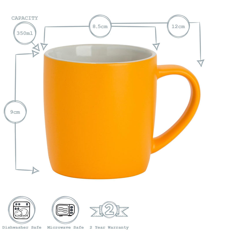 Argon Tableware Contemporary Coffee Mug - Yellow Matt - 350ml Dimensions