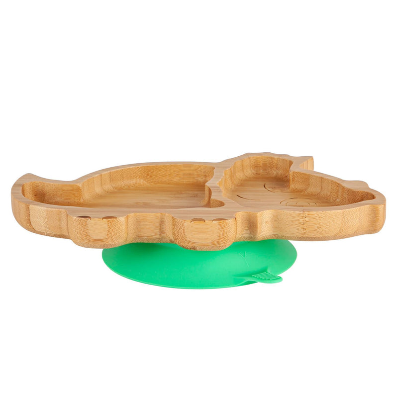 Tiny Dining Children's Bamboo Dinosaur Plate with Suction Cup - Green