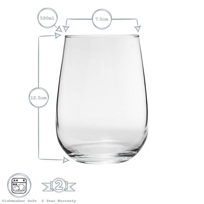 Argon Tableware 6pc Corto Stemless Gin and Tonic Glasses Set 590ml Product Dimensions