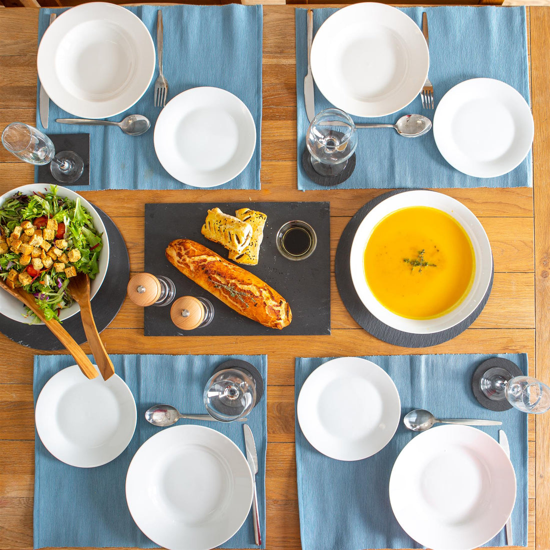 Ribbed Cotton Placemat - Olympic Blue