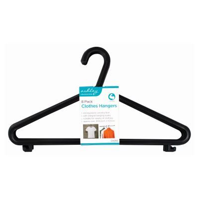 Black Plastic Coat Hangers - Pack of 8 - By Ashley