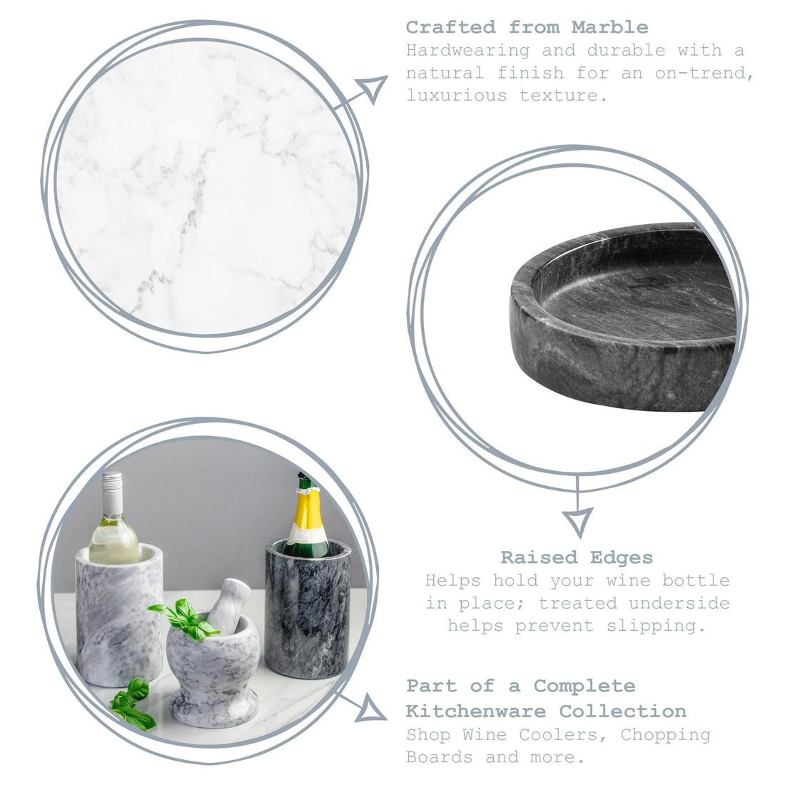 Argon Tableware Genuine Marble Wine Coaster