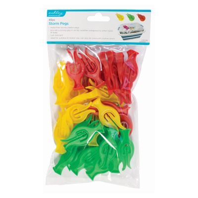 Multi Plastic Storm Clothes Pegs - Pack of 40 - By Ashley