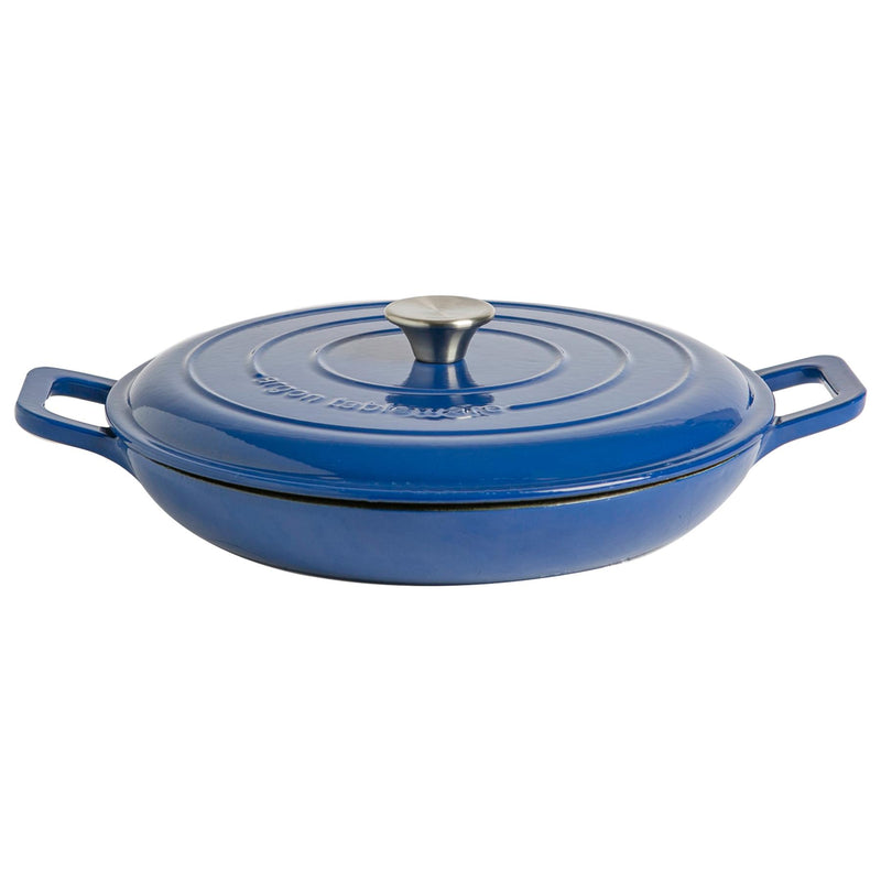 Argon Tableware Cast Iron Shallow Casserole Dish - 30cm - Midnight Blue