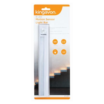 White 8 LED Motion Sensor Plastic Light Bar