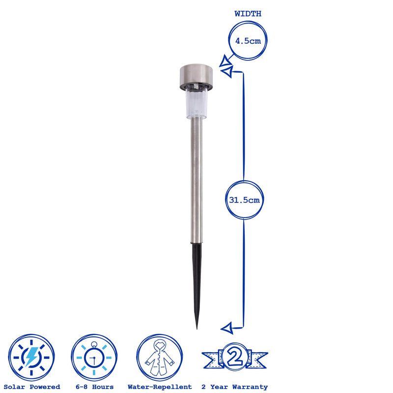 31.5cm Stainless Steel Solar Pathway Light - By Kingavon