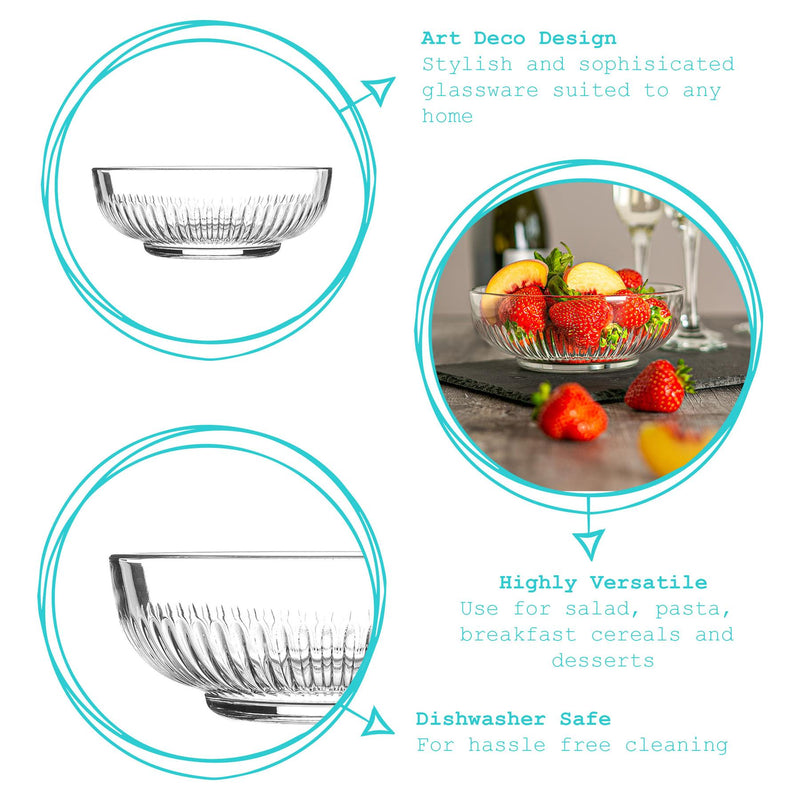 Argon Tableware Glass Campana Serving Bowl - 17cm - Clear