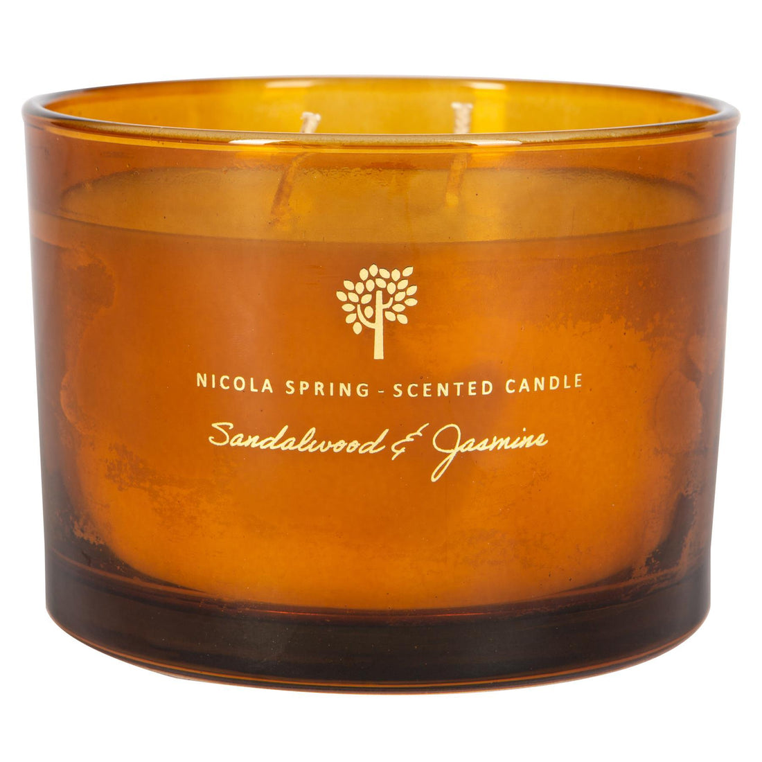 350g Double Wick Sandalwood &amp; Jasmine Soy Wax Scented Candle - by Nicola Spring