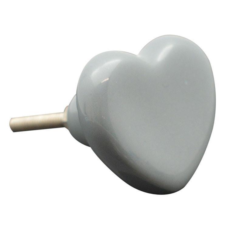 Nicola Spring Ceramic Cupboard Drawer Knob - Grey Heart