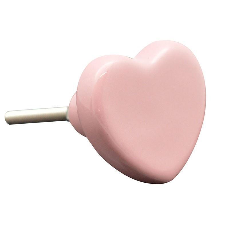 Nicola Spring Ceramic Cupboard Drawer Knob - Pink Heart