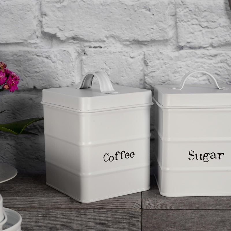 Harbour Housewares Vintage Coffee Storage Canister - Matte White