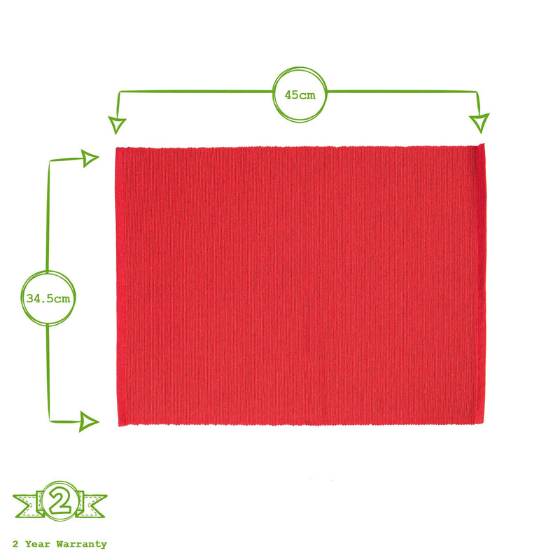 Nicola Spring Ribbed Cotton Placemat - Red
