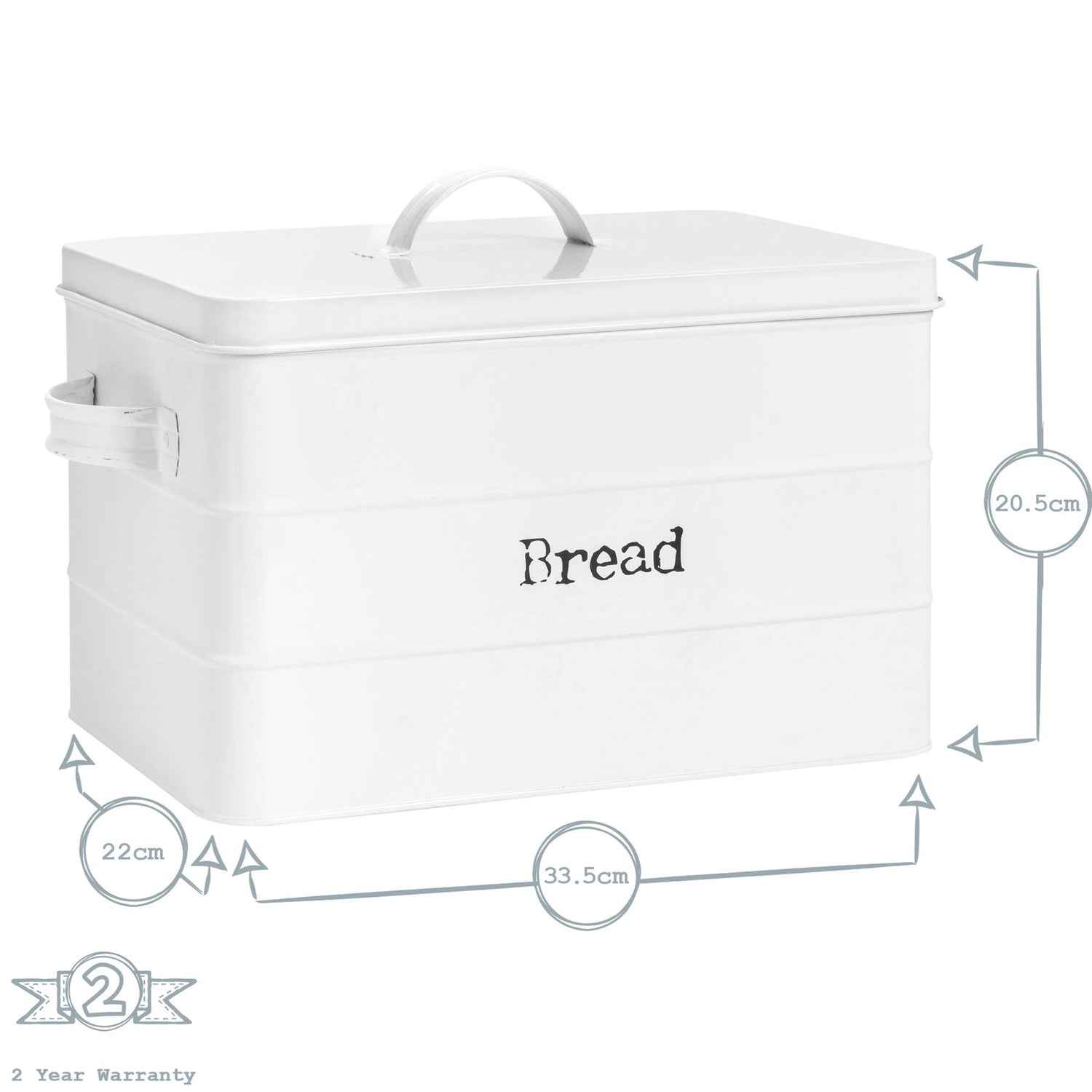 Harbour Housewares Vintage Bread Bin Storage Canister - Matte White