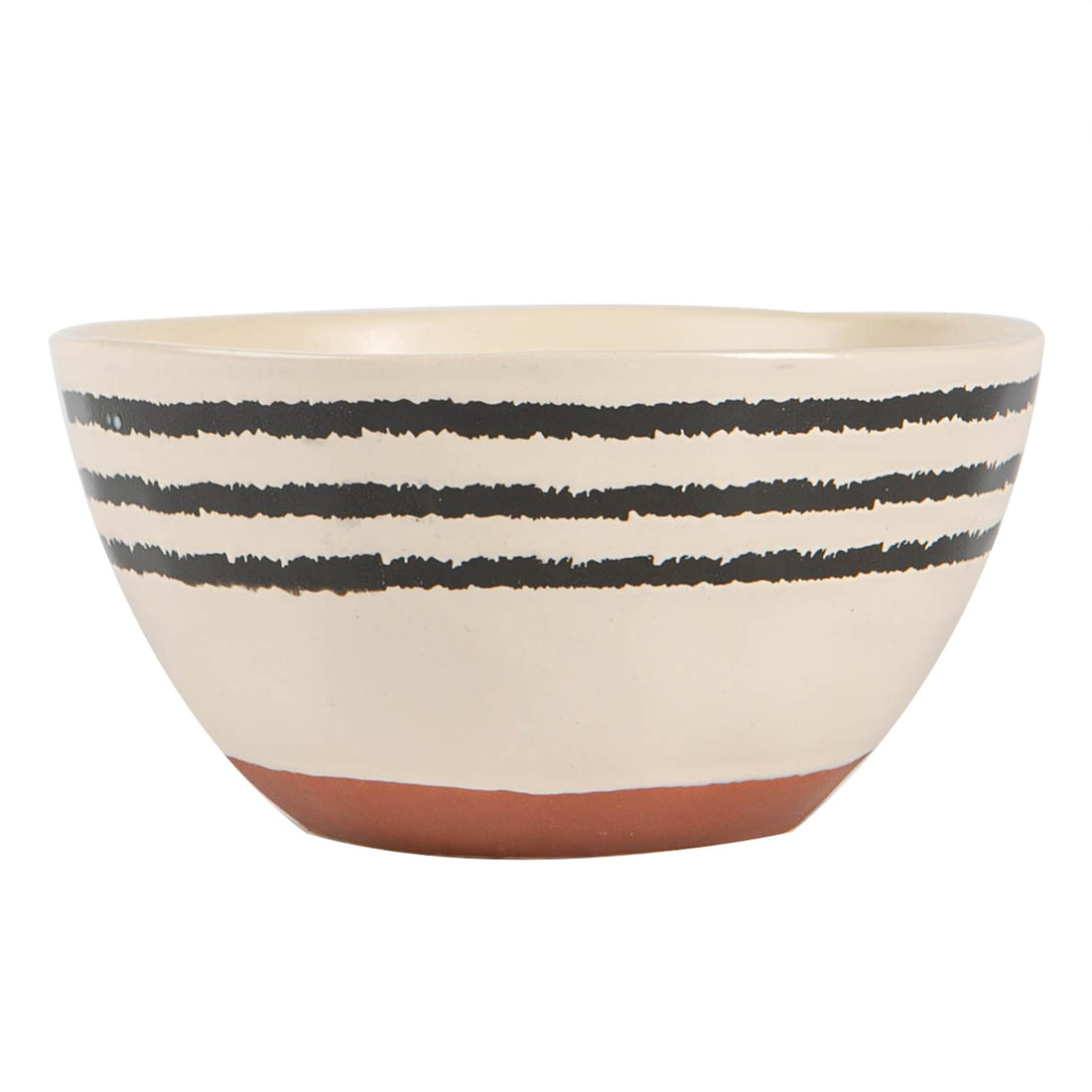 Ceramic Stripe Rim Cereal Bowl - 15cm - Monochrome