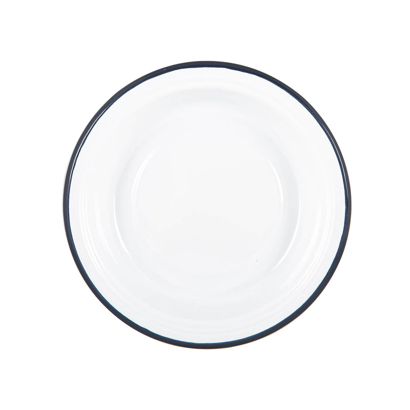 Argon Tableware White Enamel Deep Bowl - 19cm - Navy
