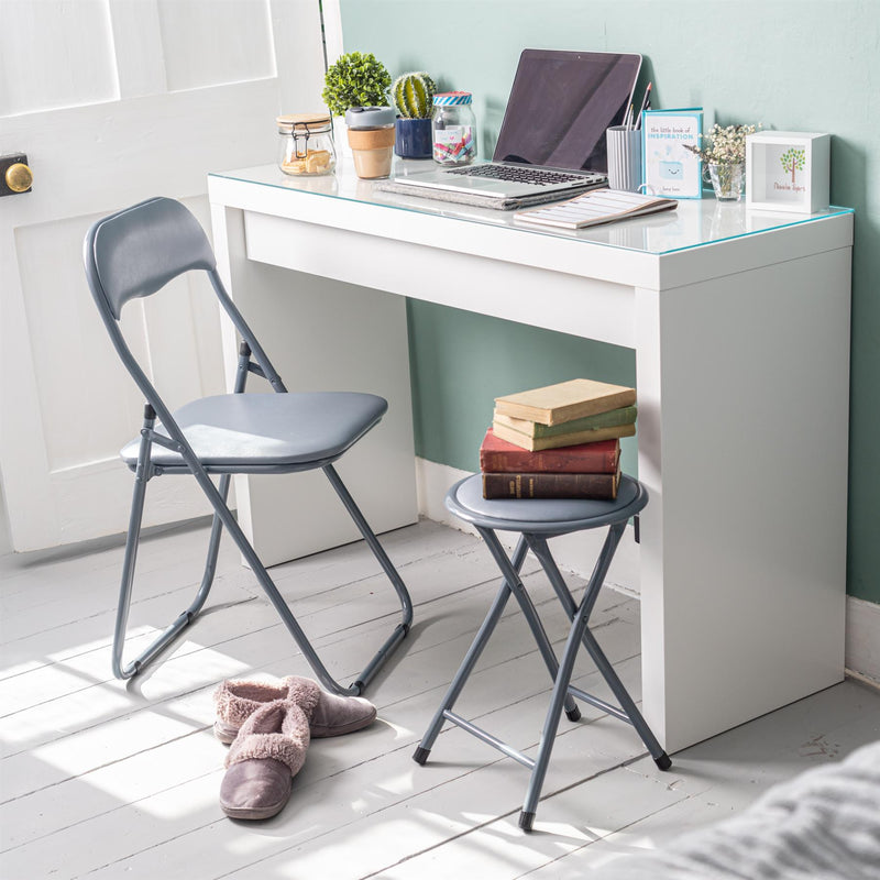 Harbour Housewares Padded Folding Desk Chair - Grey