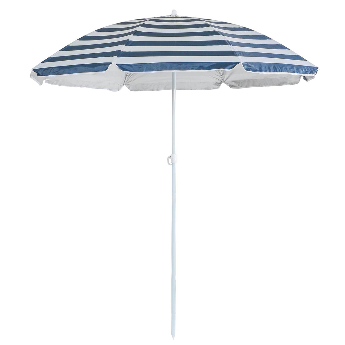 Metal Beach Parasol - 1.74 x 1.93m - Blue Stripe