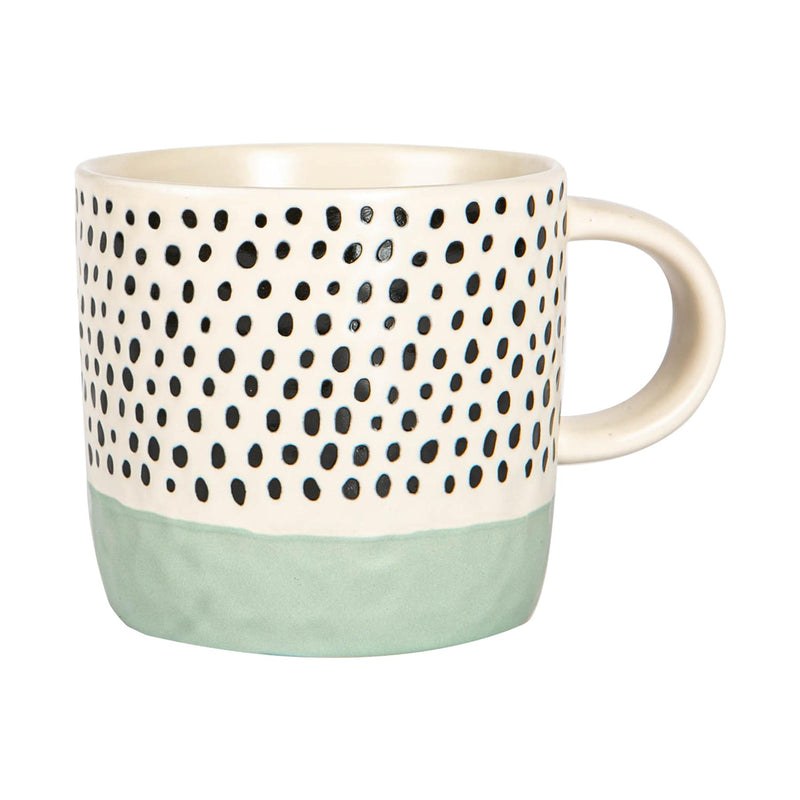 Nicola Spring Ceramic Dipped Dots Coffee Mug - 385ml - Blue