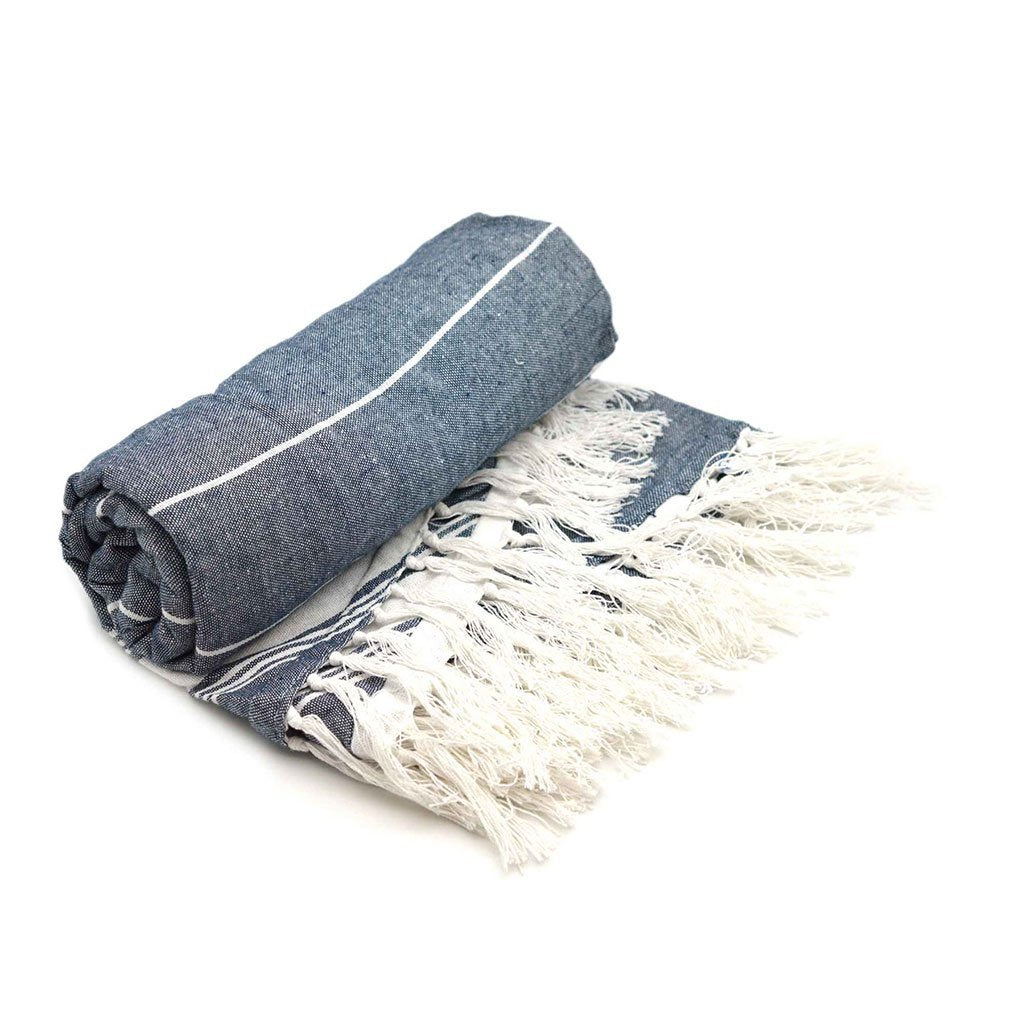 Nicola Spring Round Turkish Beach Towel - Navy