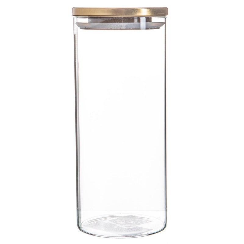 Argon Tableware Glass Storage Jar with Metal Lid - 1.5 Litre - Gold