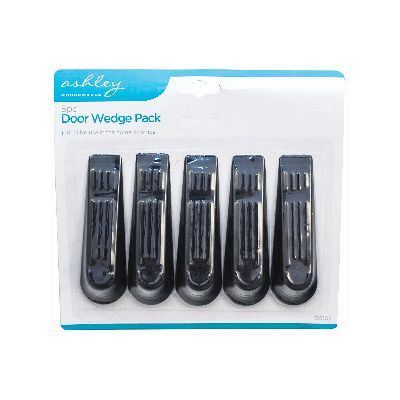 Black Rubber Wedge Door Stops - Pack of 5 - By Ashley