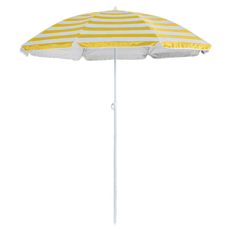 Yellow Stripe 1.8m Metal Beach Parasol - By Harbour Housewares