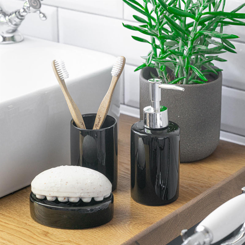Harbour Housewares Ceramic Soap Saver Dish - Black