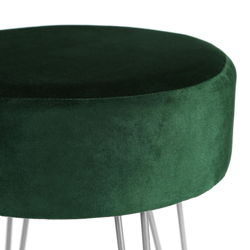 Green Round Velvet Footstool - By Harbour Housewares