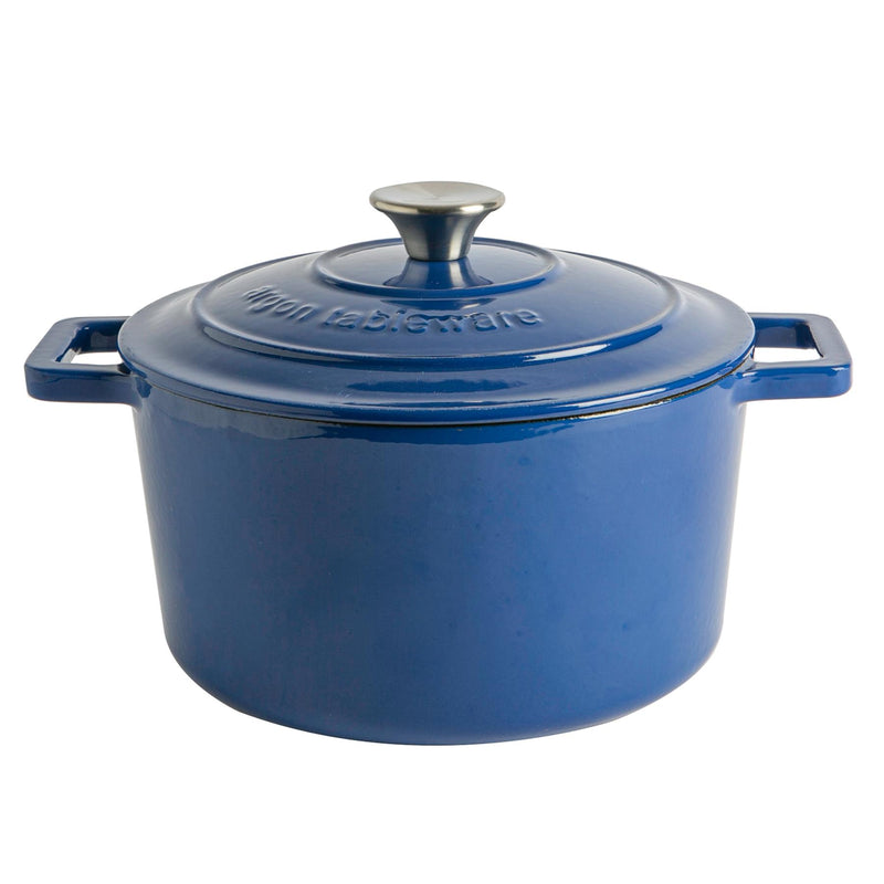 Argon Tableware Cast Iron Casserole Dish - 24cm - Midnight Blue