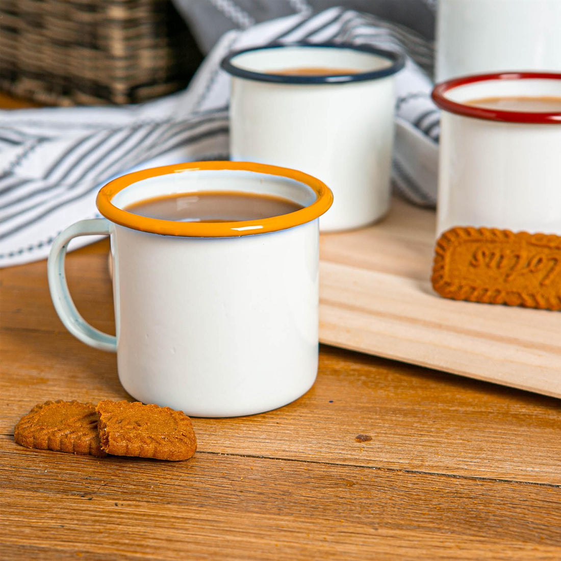 White Enamel Mug - 375ml - Yellow